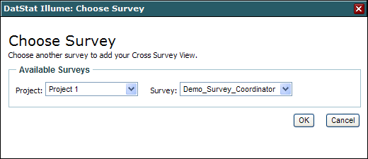 The survey choosing dialog.