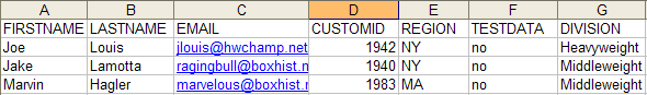 Sample participant list in Microsoft Excel