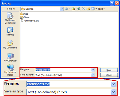 Excel's File Save dialog
