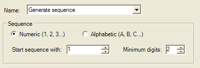 Options available when generating a seqence of names.