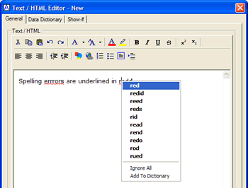 The spell checker's list of suggested corrections.