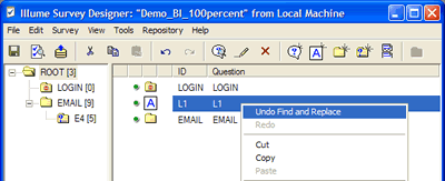 Context menu item for undoing a find and replace operation.