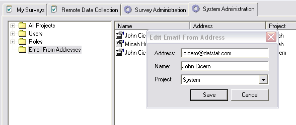 Multiple From Address modification window