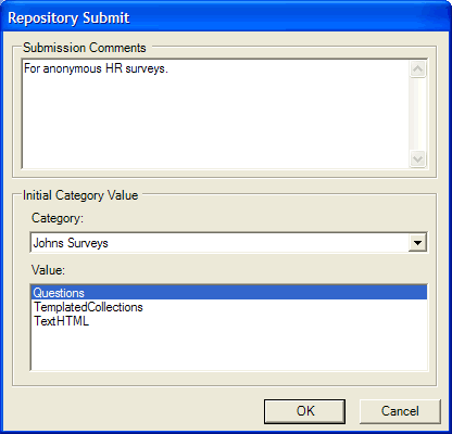 Repository Submit dialog