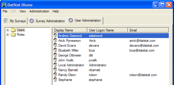 User Administration tab