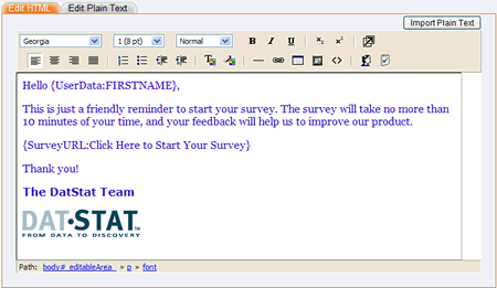 The email HTML editor