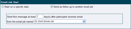 Setting a relative start date for an email job